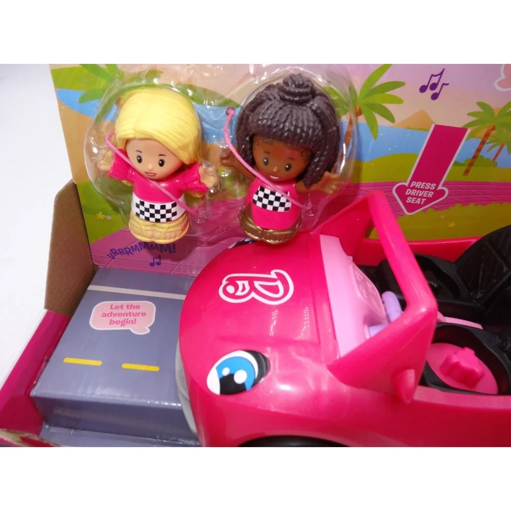Fisher-Price Little People Barbie Convertible Toy Car with Music Sounds & 2 Figs